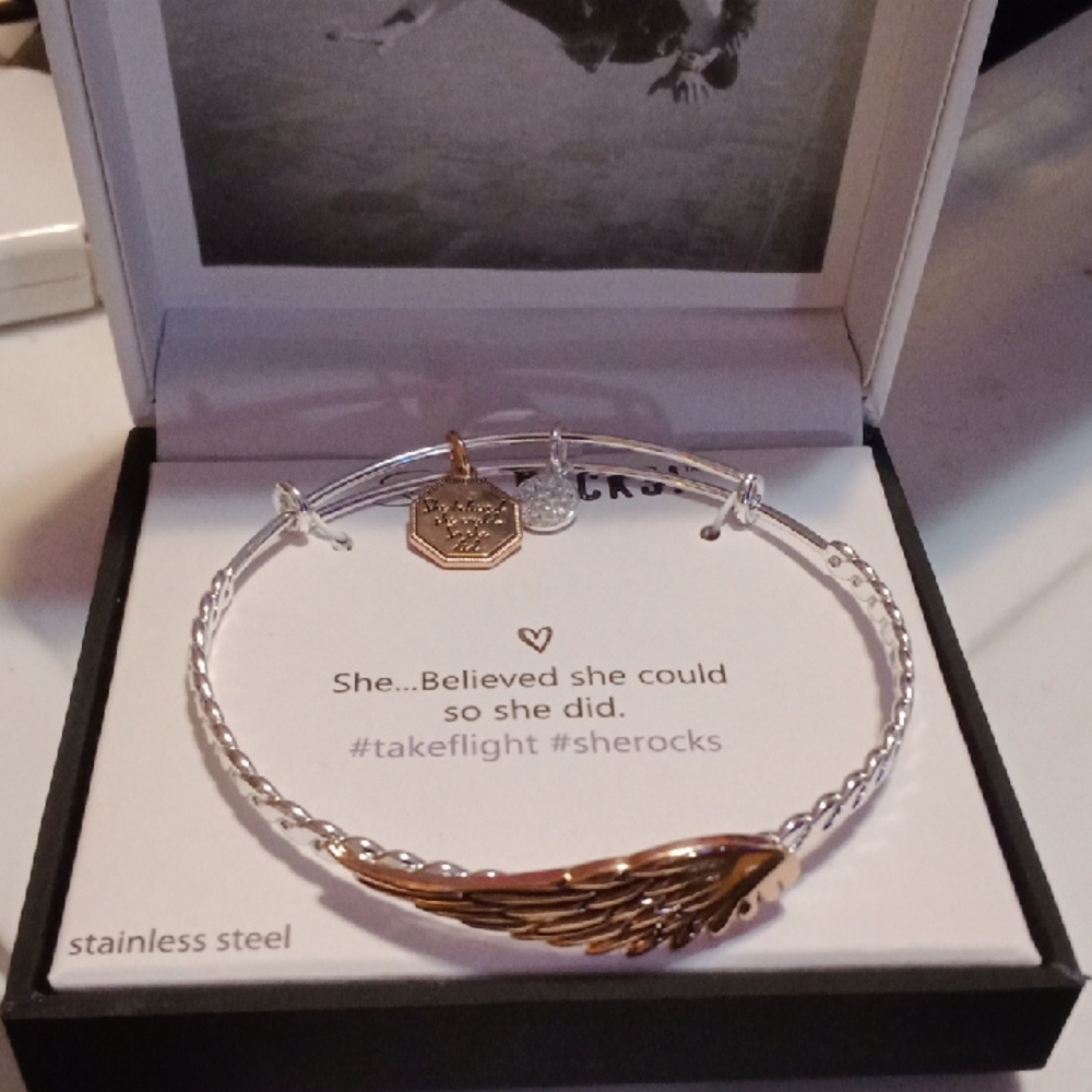 Gold and Silver Wing Charm Bracelet